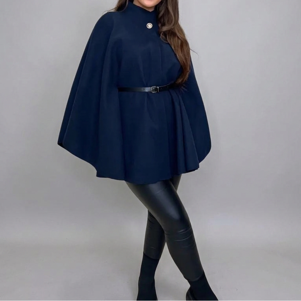 EDEN™ – Stylish Belted Cape Coat with High Neck | Elina Dublin