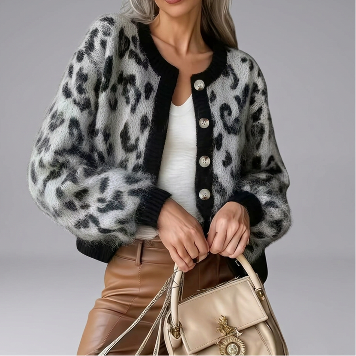 ELIZA™ – Elegant Leopard Print Cardigan | Elina Dublin