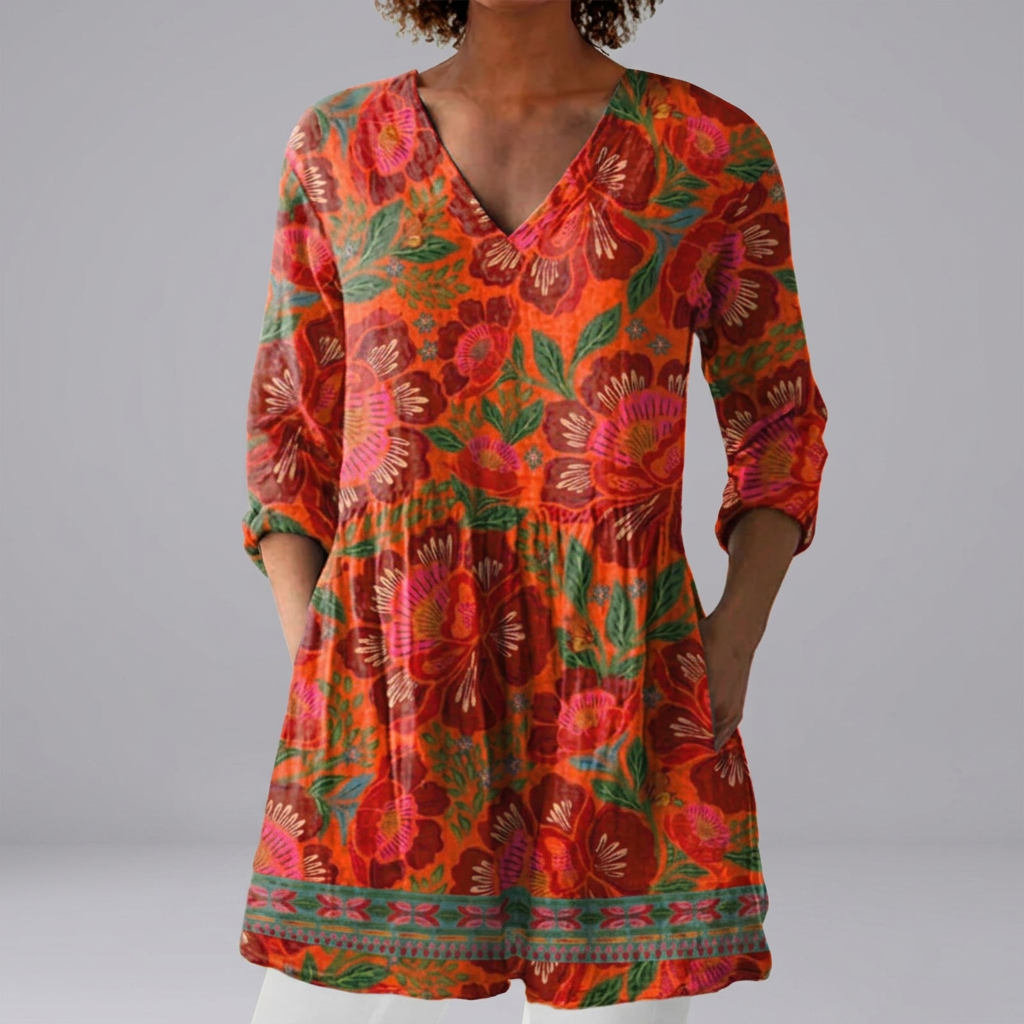 Muirgel - Sunset Orange Blouse | Elina Dublin