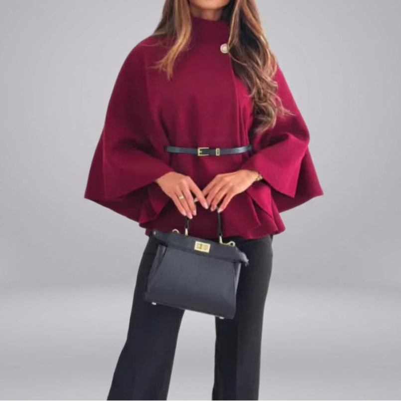 HATTIE™ - Cozy High Neck Buttoned Cape | Elina Dublin