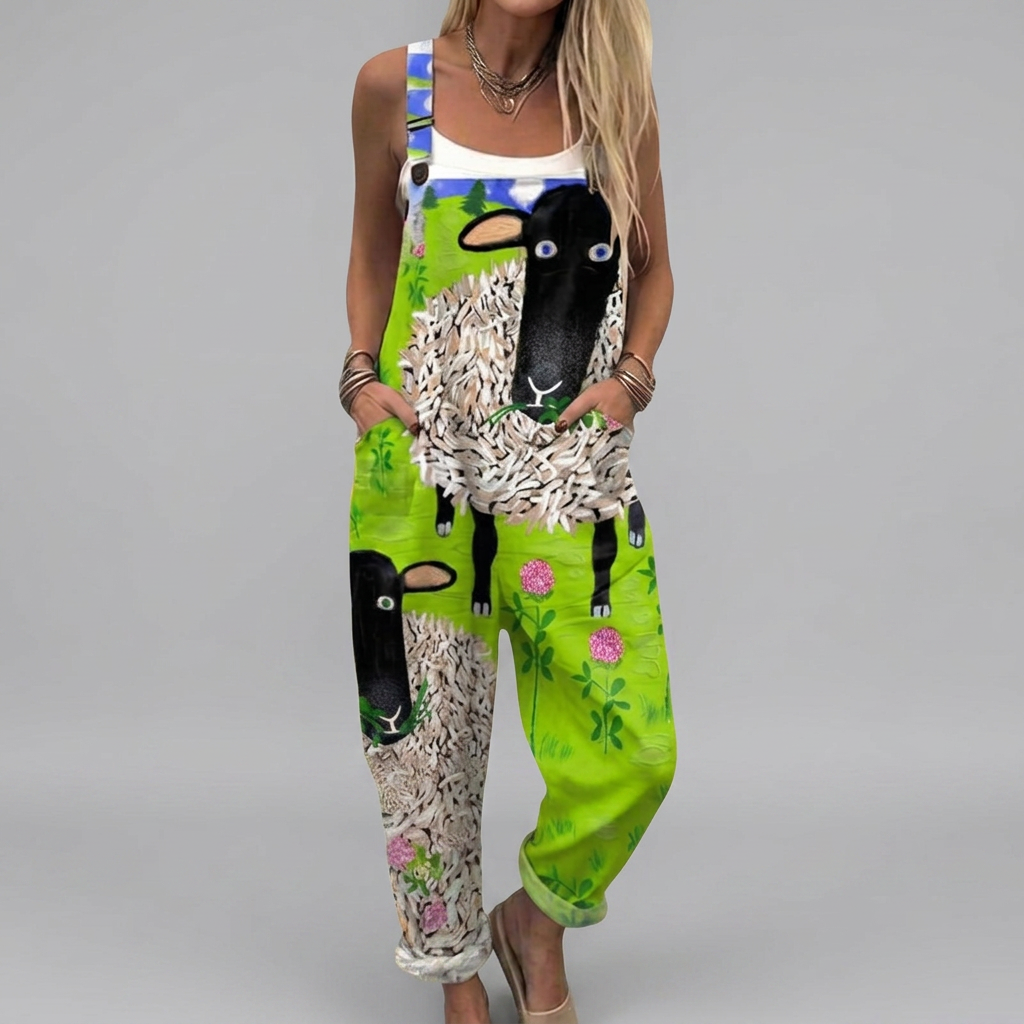 Shannon - Printed romper with playful sheep | Elina Dublin