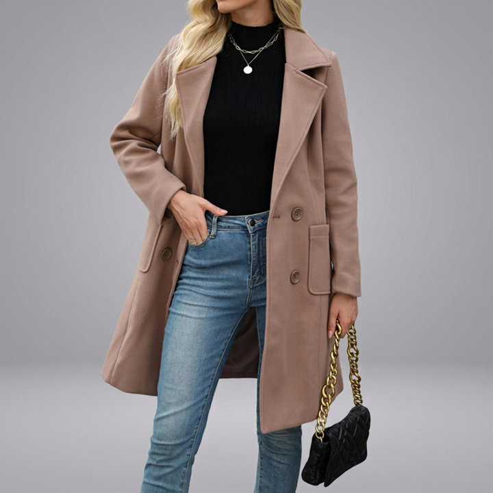 CORDETTE™ – Double-Breasted Wool Blend Mid-Long Coat | Elina Dublin