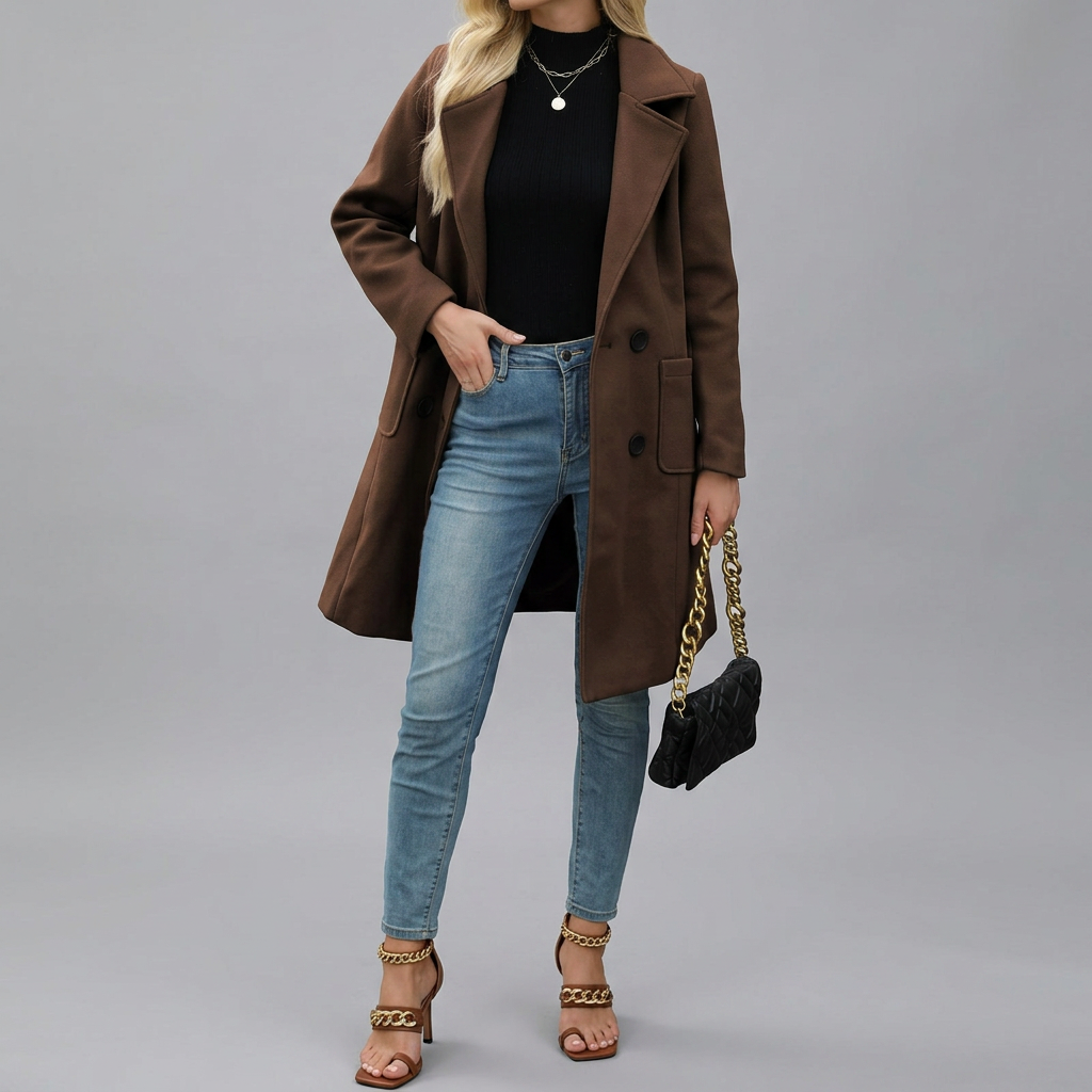 CORDETTE™ – Double-Breasted Wool Blend Mid-Long Coat | Elina Dublin