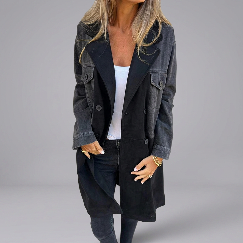 ELORA™ - Two-Tone Denim Trench | Elina Dublin