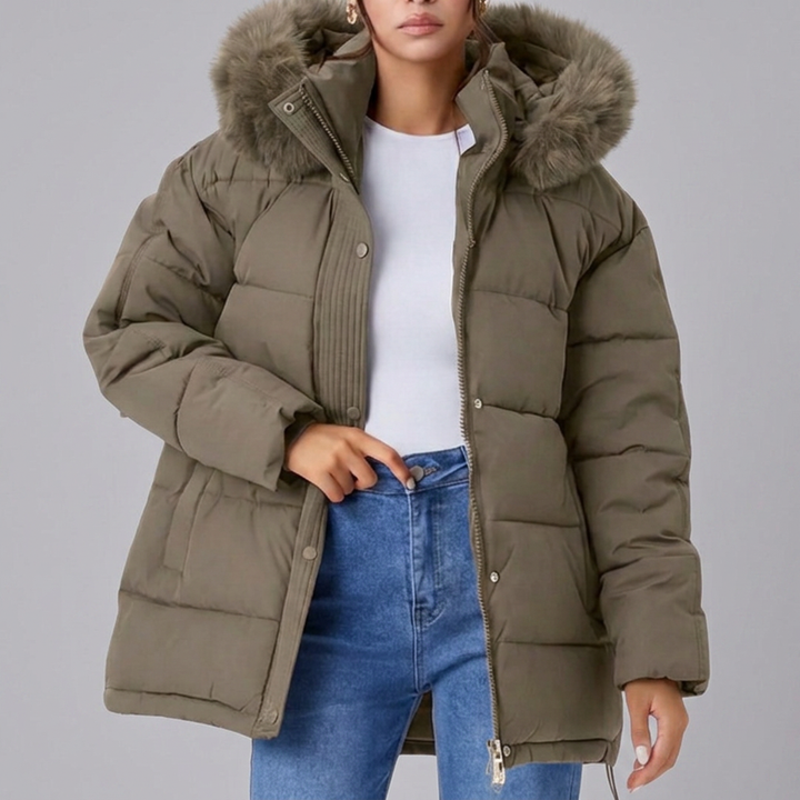 ZELARA™ – Fluffy Fur Collar Thermal Coat | Elina Dublin