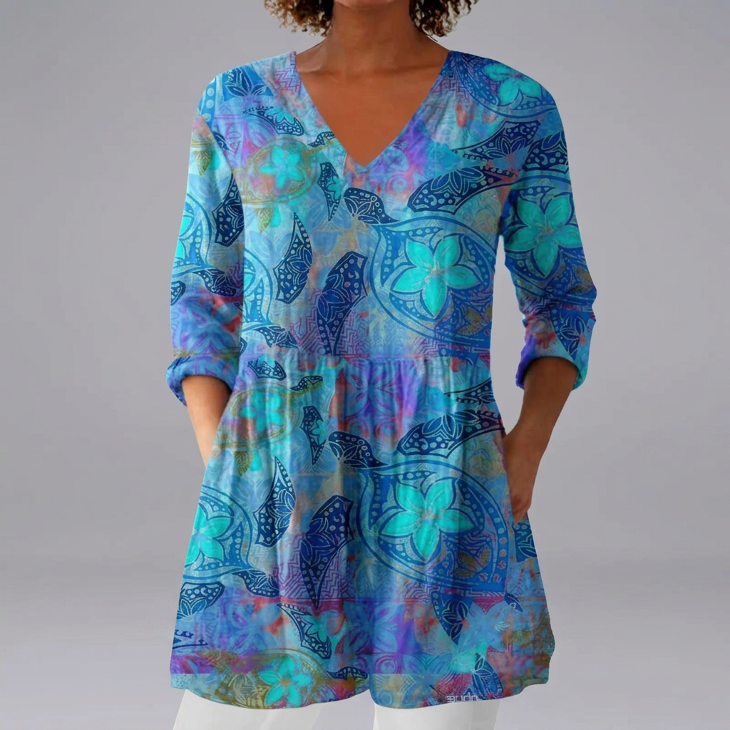 Neve - Ocean Blue Blouse | Elina Dublin