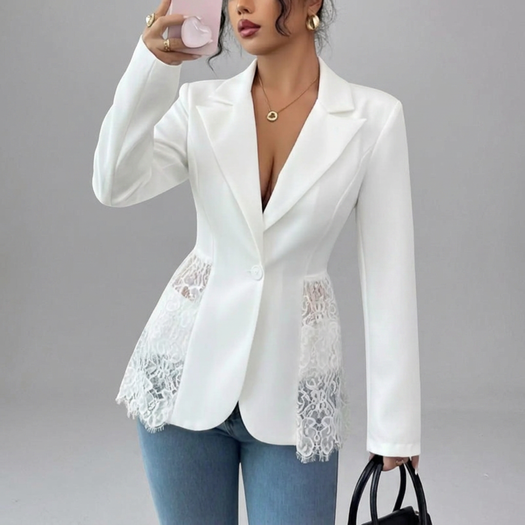 RAFAELA™ – Modern Lace-Trim Structured Blazer | Elina Dublin