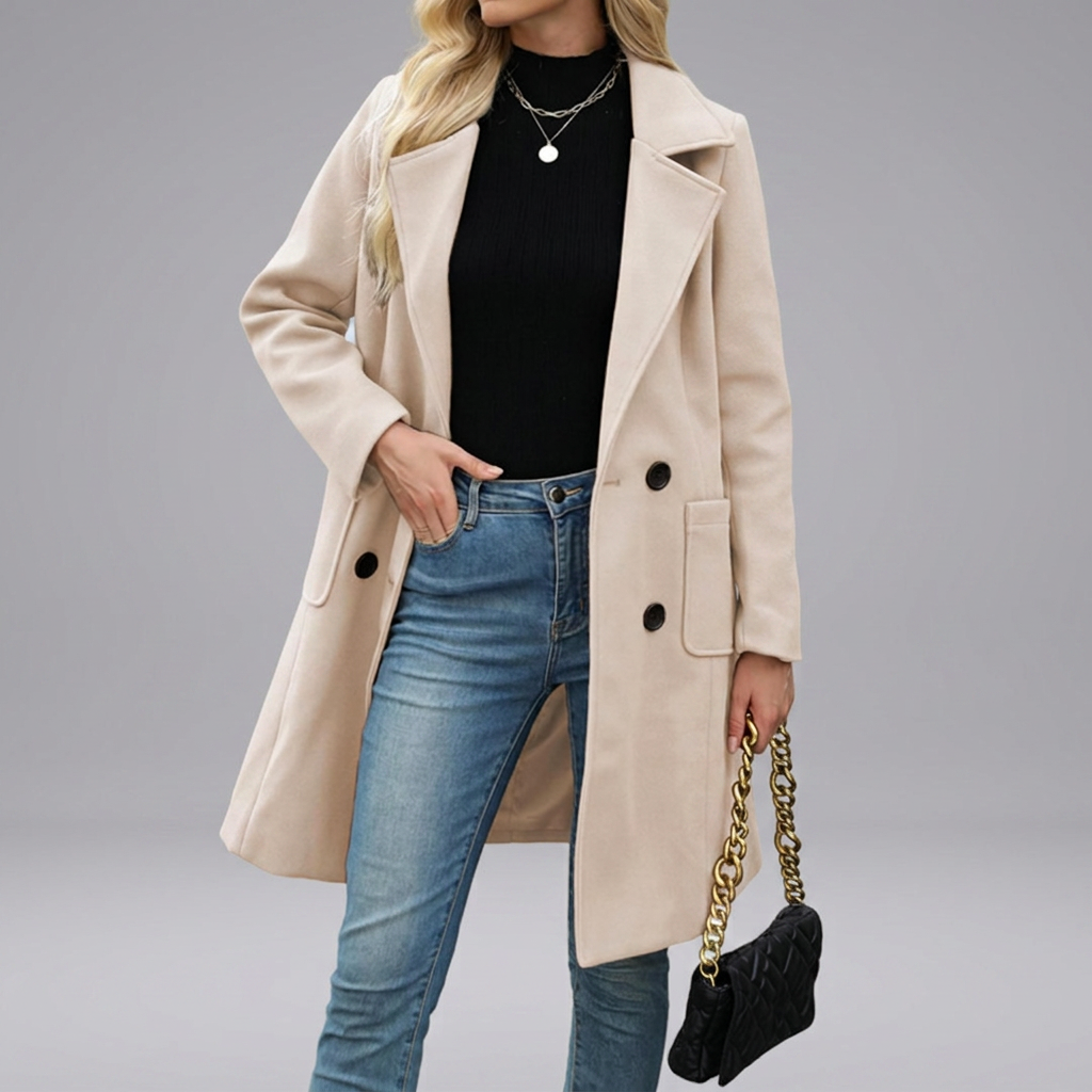 CORDETTE™ – Double-Breasted Wool Blend Mid-Long Coat | Elina Dublin