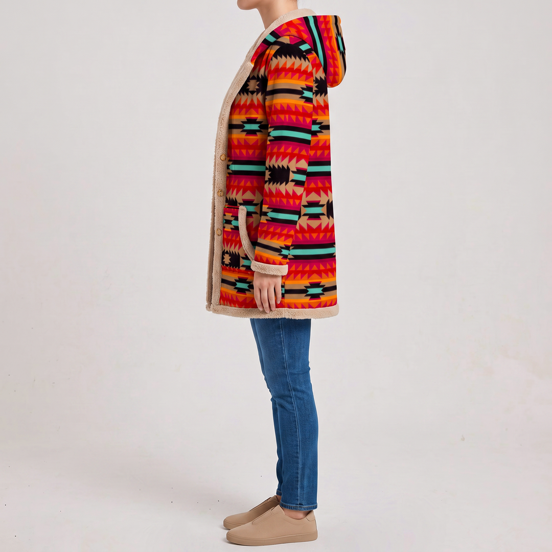 Giulia | Coat with Ethnic Geometric Pattern | Elina Dublin