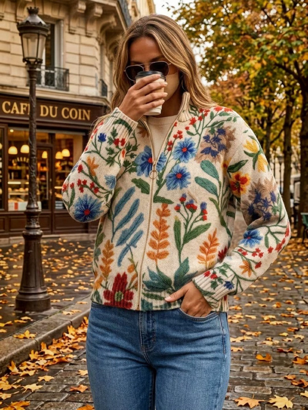 Esperanza | Knitted Cardigan with Botanical Floral Pattern | Elina Dublin