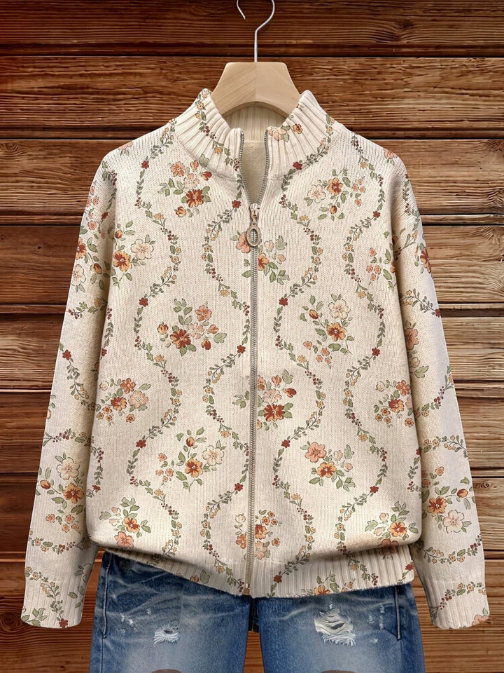 Soledad | Knitted Cardigan with Delicate Floral Vines | Elina Dublin