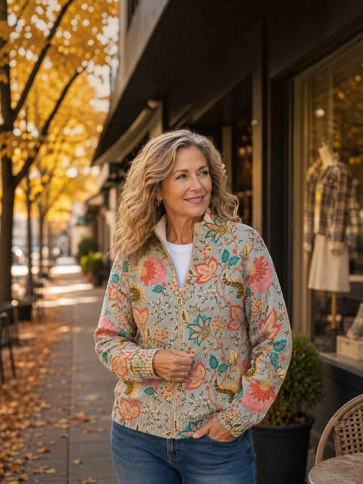 Noelia | Knitted Cardigan with Garden Floral Pattern | Elina Dublin