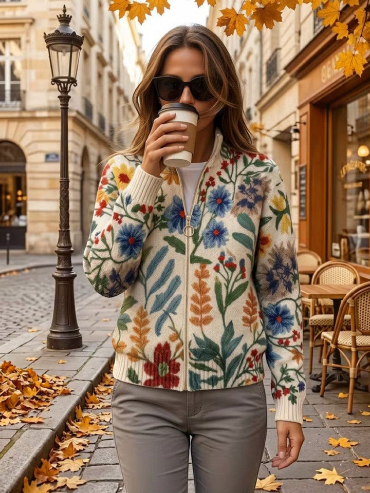 Esperanza | Knitted Cardigan with Botanical Floral Pattern | Elina Dublin