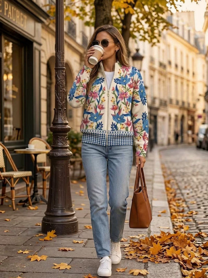 Esperanza | Knitted Cardigan with Botanical Floral Pattern | Elina Dublin