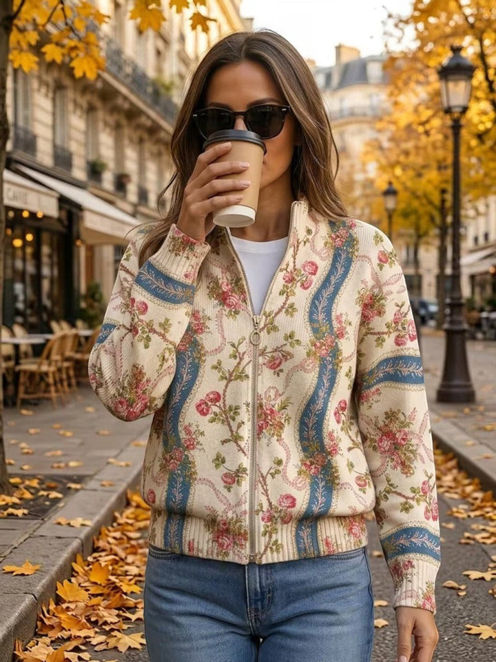 Alicia | Knitted Cardigan with Rose Vine Motif | Elina Dublin