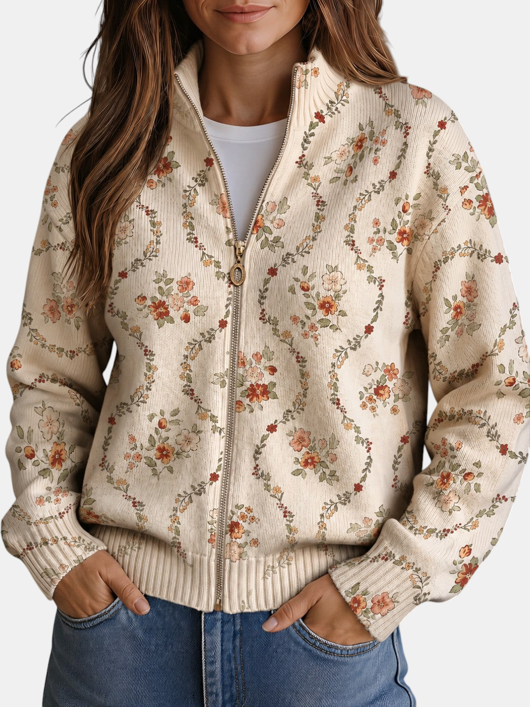 Soledad | Knitted Cardigan with Delicate Floral Vines | Elina Dublin