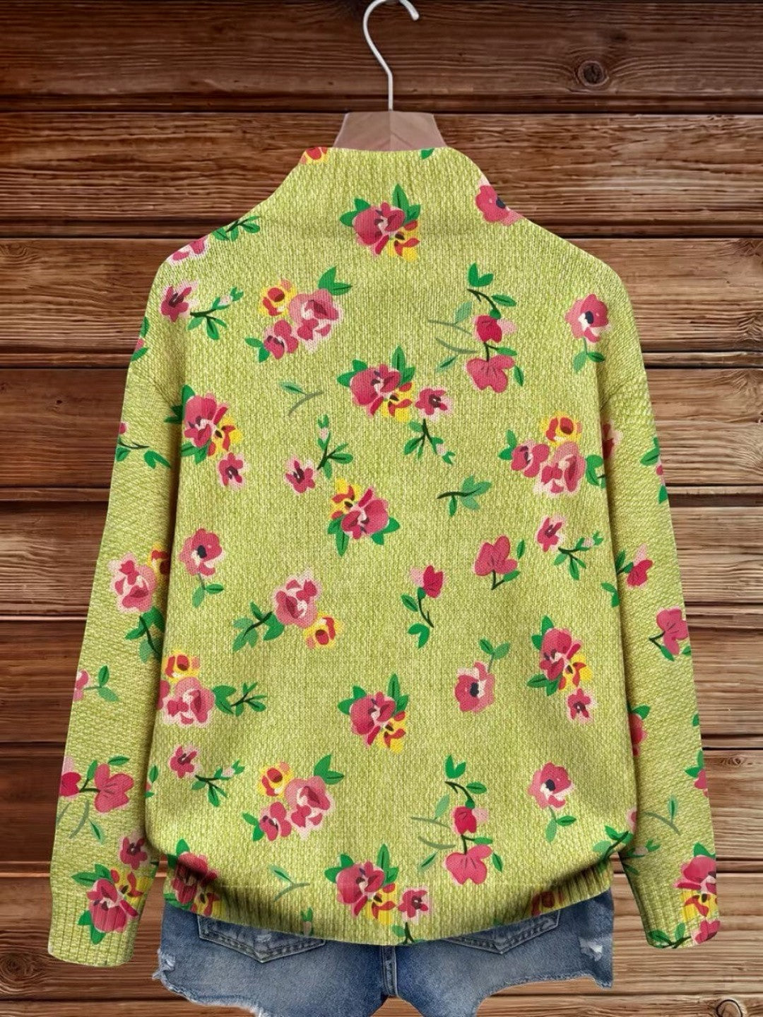 Mercedes | Green Knitted Cardigan with Floral Print | Elina Dublin