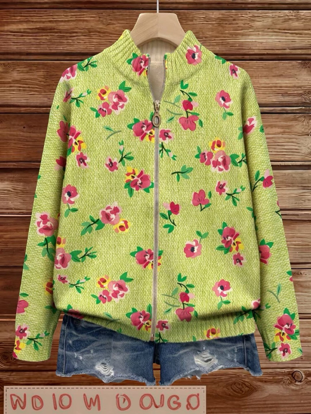 Mercedes | Green Knitted Cardigan with Floral Print | Elina Dublin