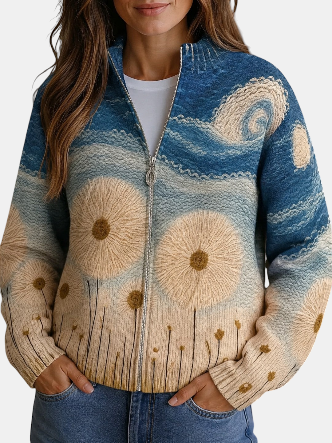 Remedios | Knitted Cardigan with Dandelion Motif | Elina Dublin