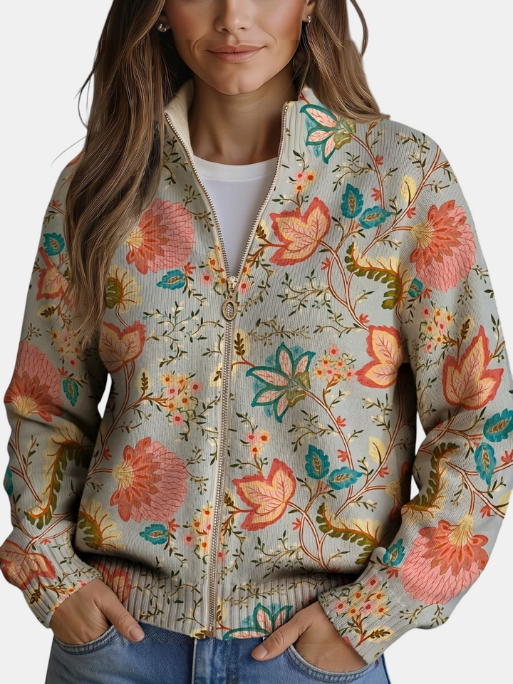 Noelia | Knitted Cardigan with Garden Floral Pattern | Elina Dublin
