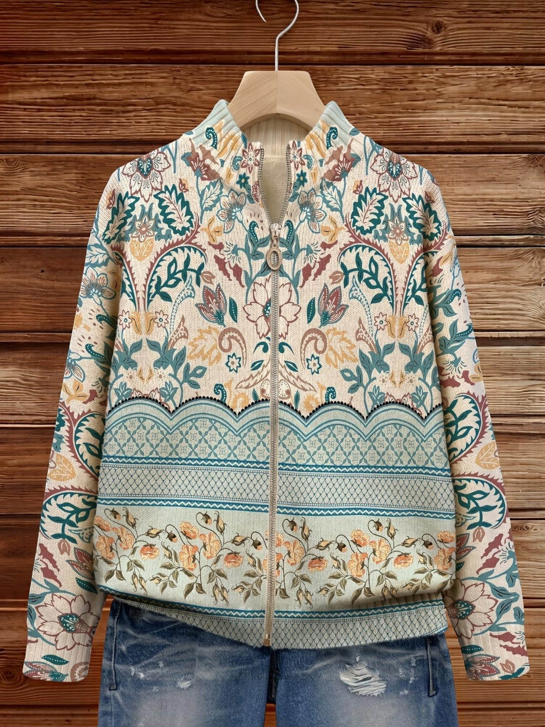 Blanca | Knitted Cardigan with Floral Border | Elina Dublin