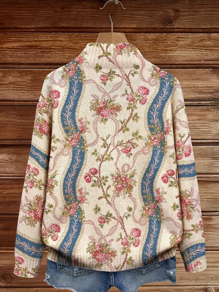 Alicia | Knitted Cardigan with Rose Vine Motif | Elina Dublin