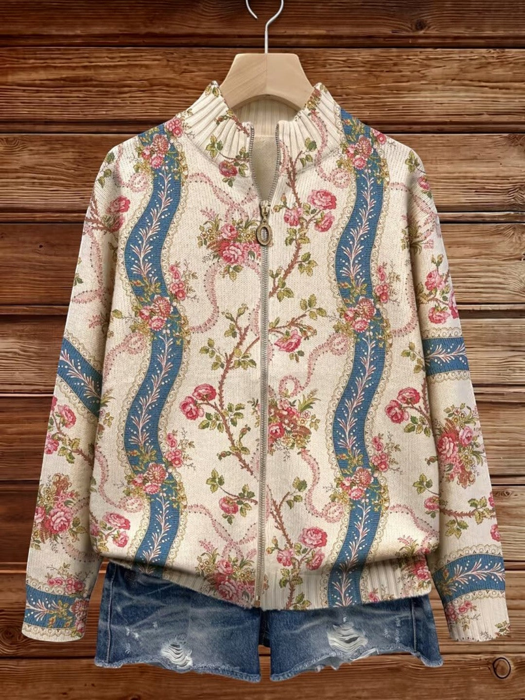 Alicia | Knitted Cardigan with Rose Vine Motif | Elina Dublin