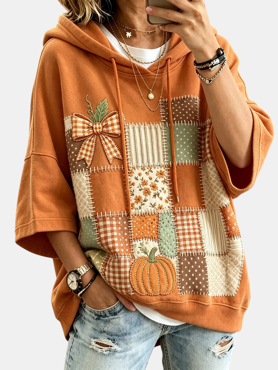 Casual Hoodie with Autumn Elements Print | Elina Dublin