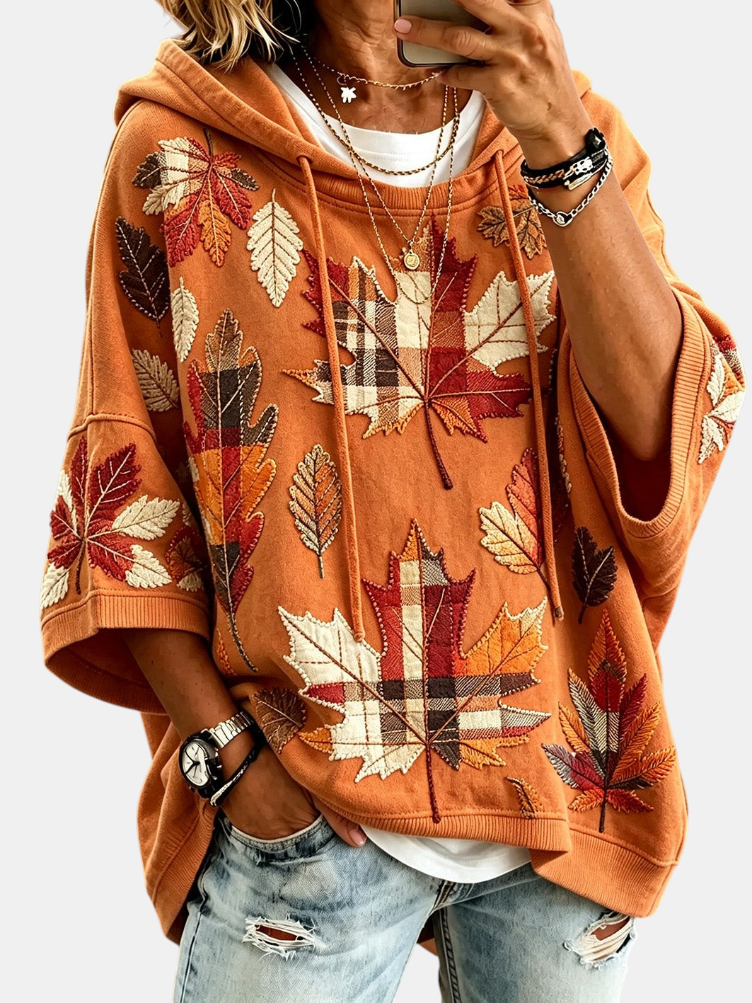 Casual Hoodie with Autumn Motif Print | Elina Dublin