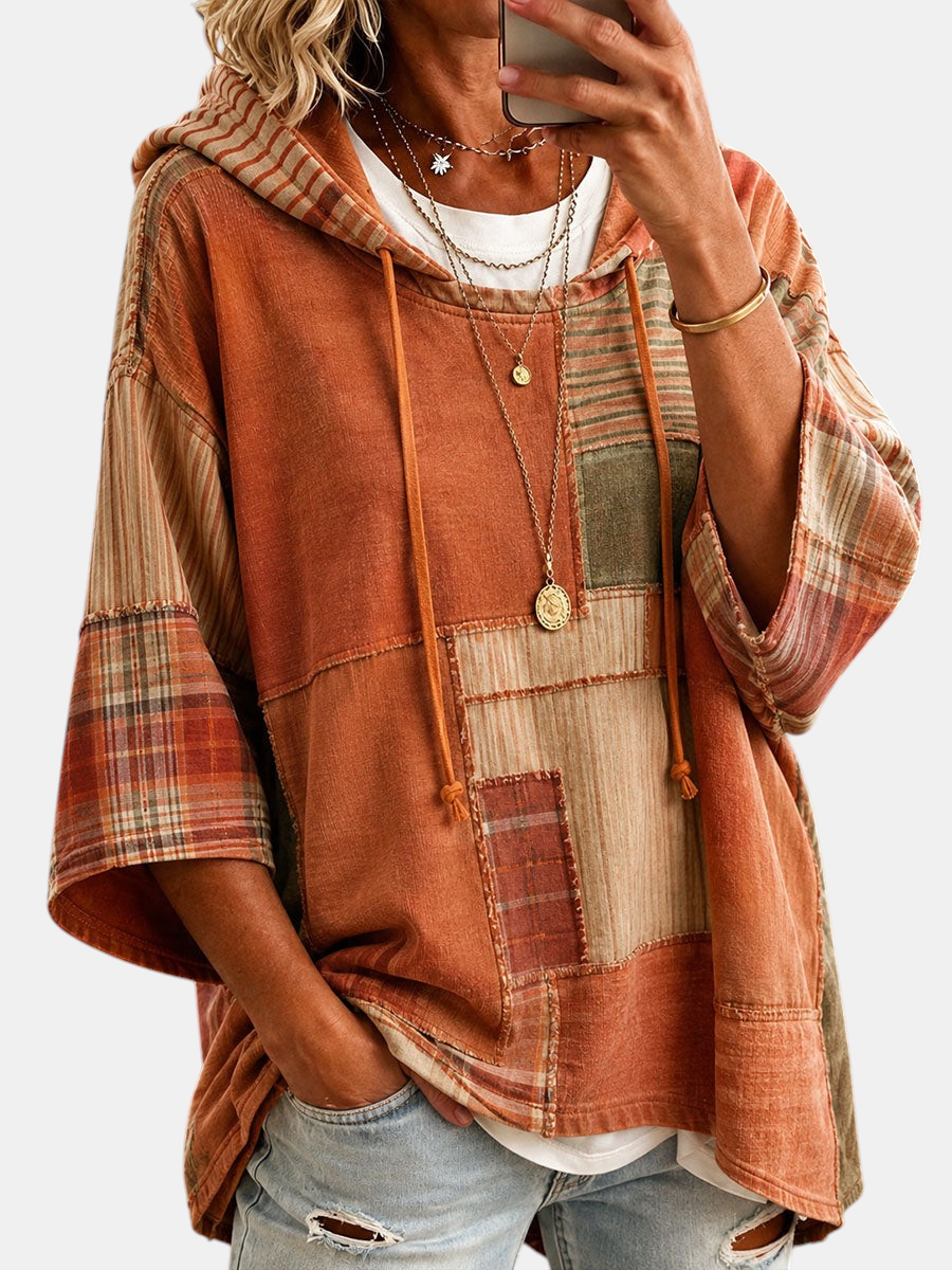 Autumnal Artistic Patchwork Hoodie | Elina Dublin