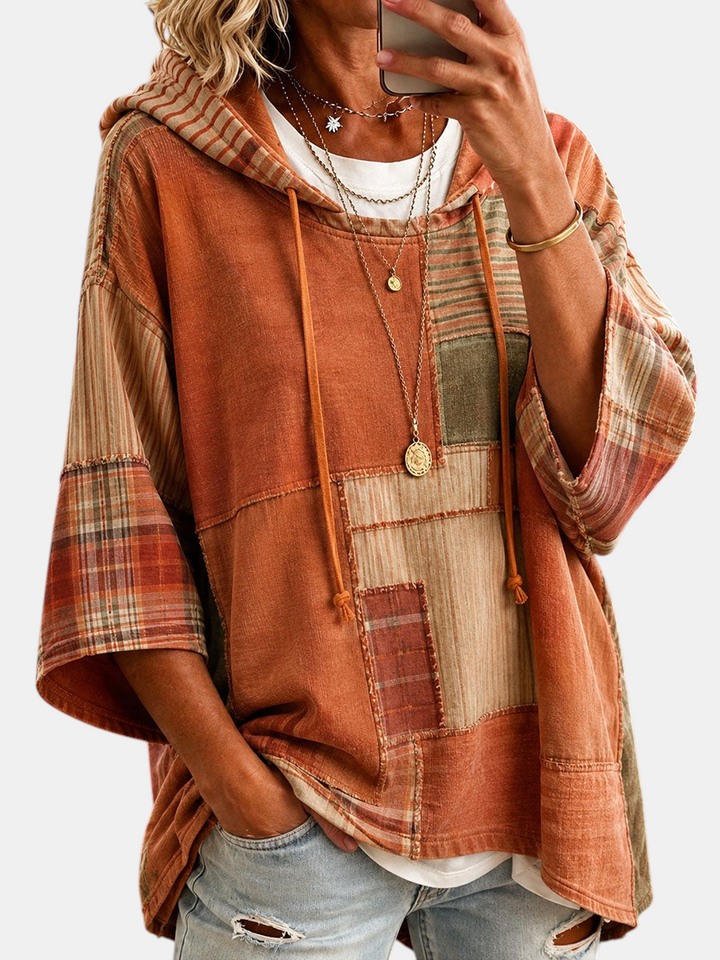 Autumnal Artistic Patchwork Hoodie | Elina Dublin