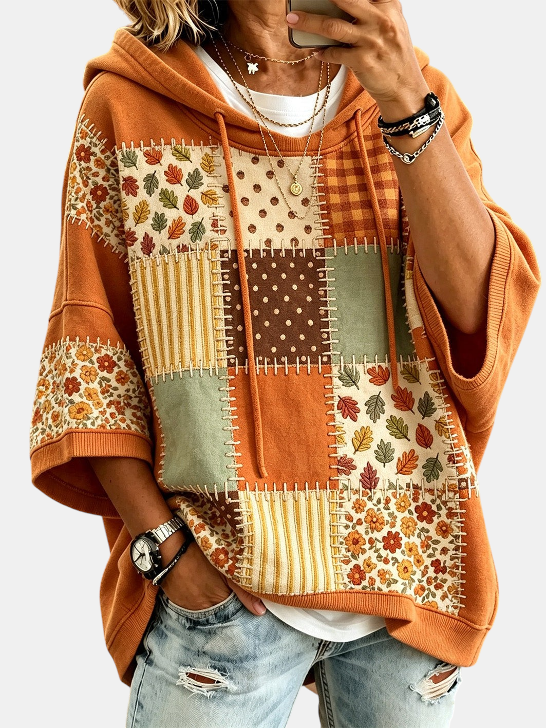 Women's Casual Autumn Pattern Hoodie | Elina Dublin